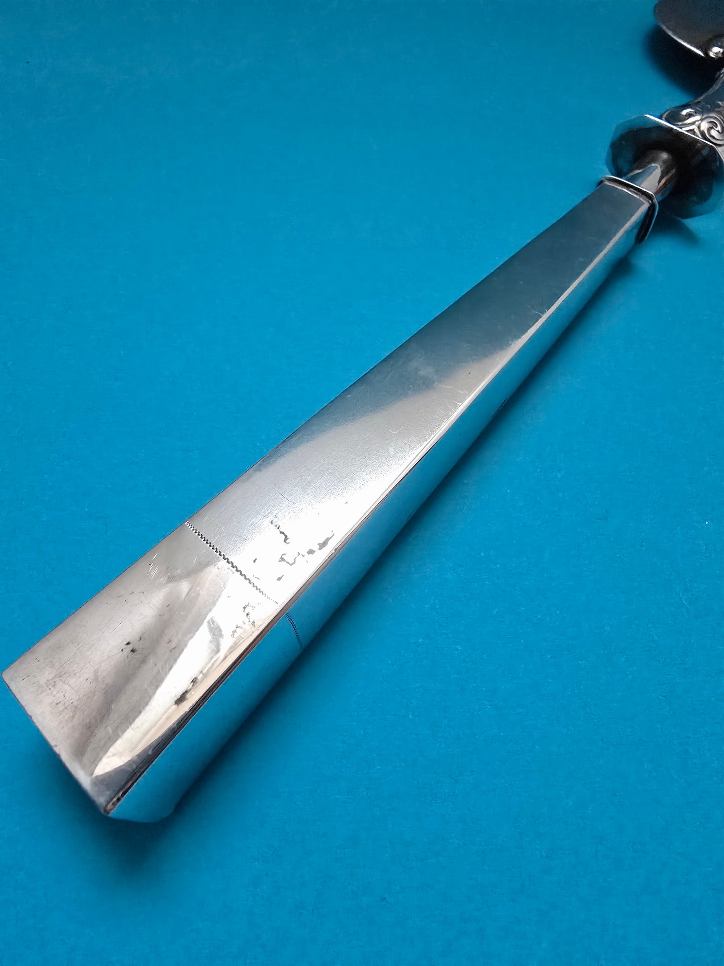 French Dragon Cake Server with Sterling Silver Handle - Belle Époque 1890