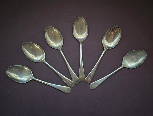 Sheffield Nickel Silver Dessert Spoons Set of 6 - England 1940
