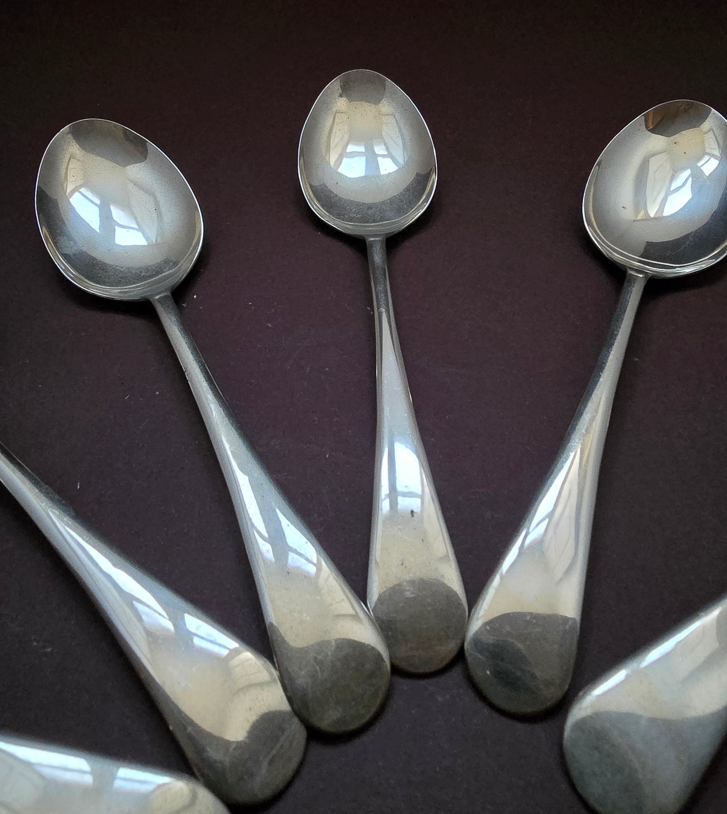 Sheffield Nickel Silver Dessert Spoons Set of 6 - England 1940
