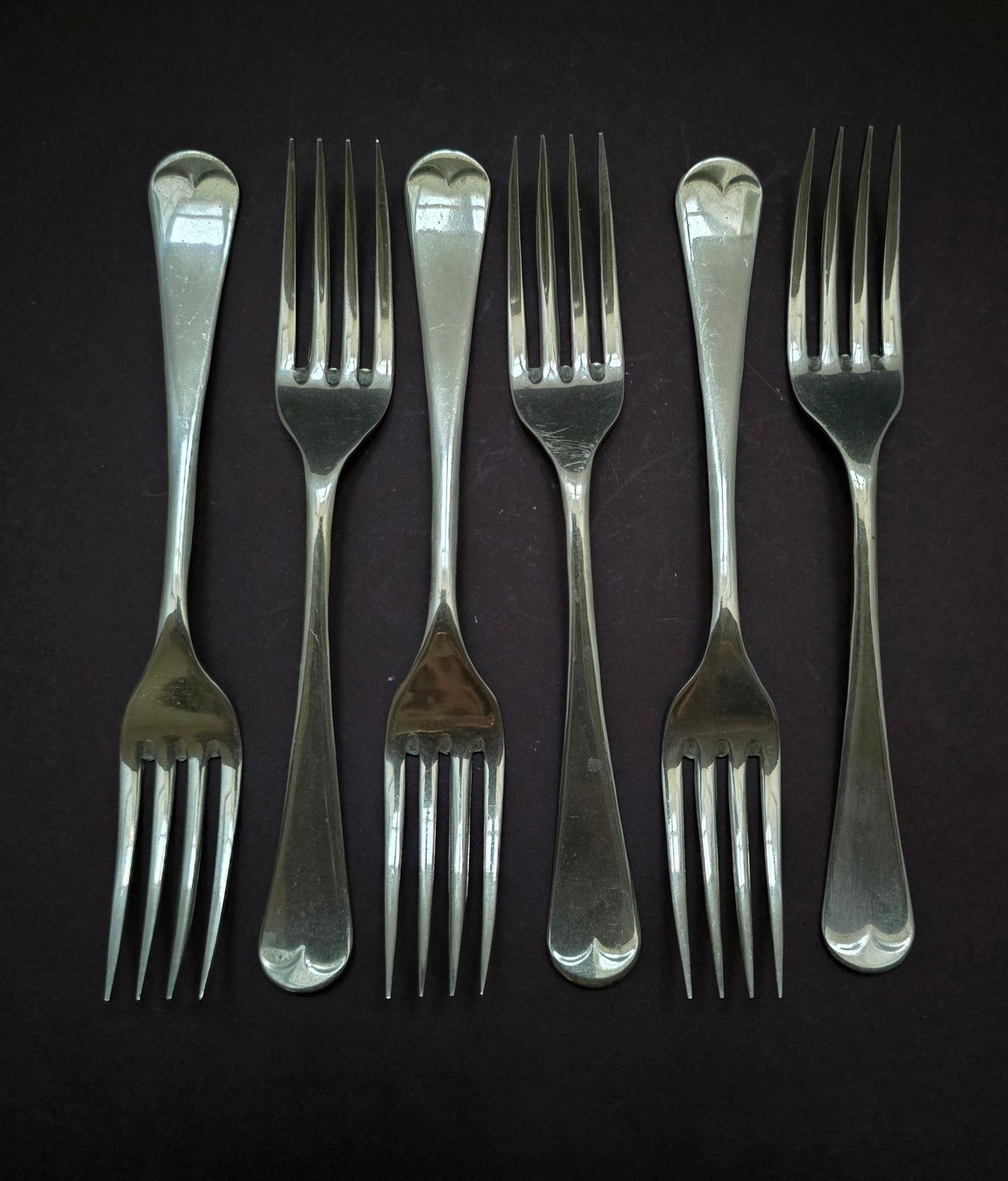 Sheffield Nickel Silver Dessert Forks Set of 6 - England 1940