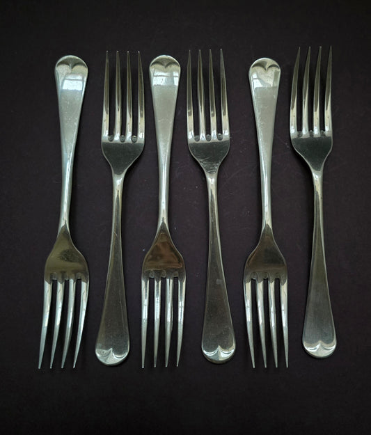 Sheffield Nickel Silver Dessert Forks Set of 6 - England 1940