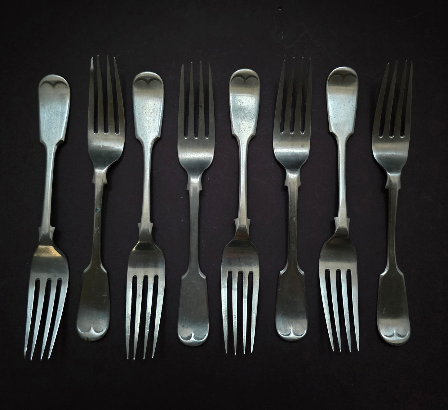 John Gilbert Fiddle Pattern Forks Set of 8 - England 1860