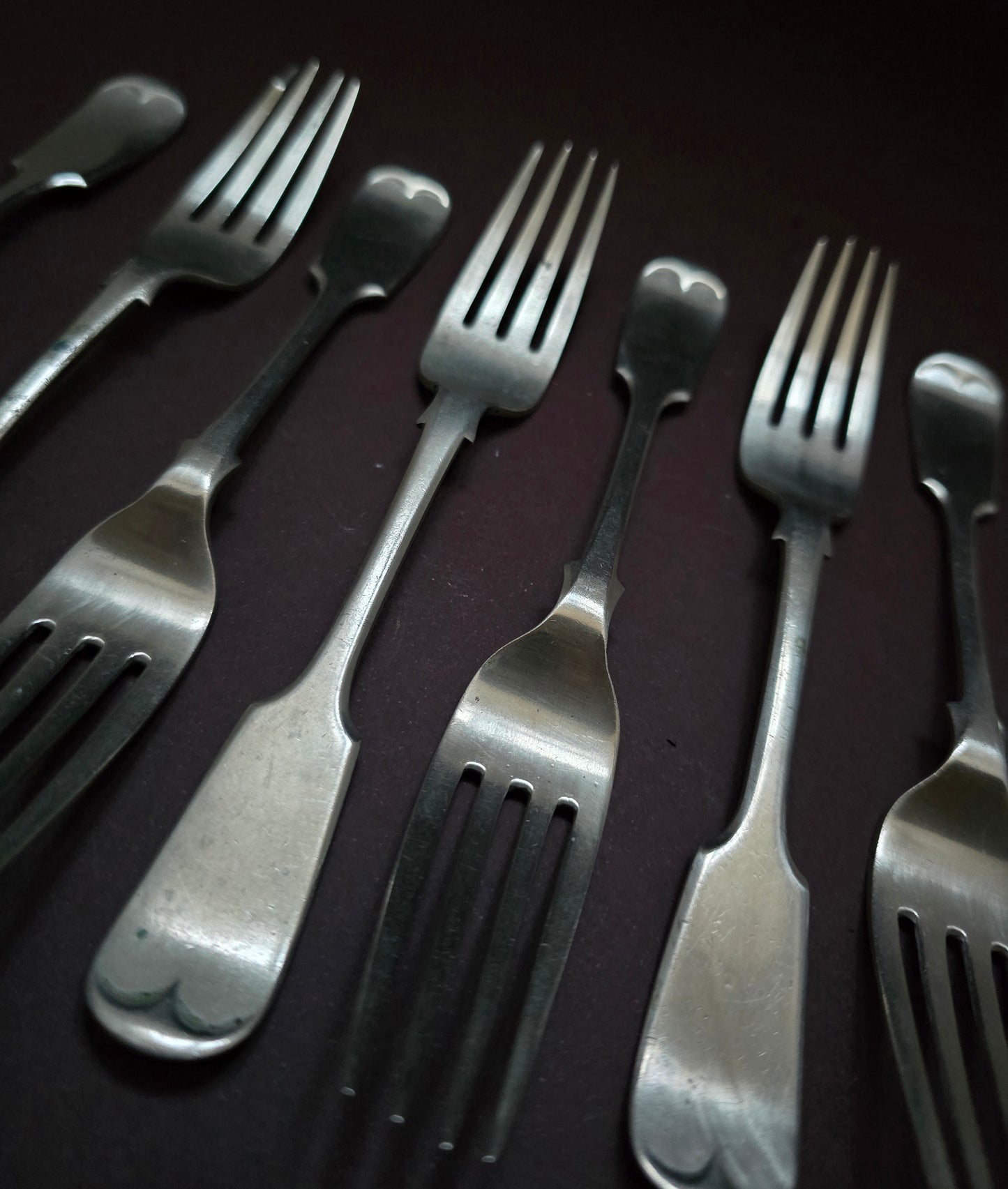 John Gilbert Fiddle Pattern Forks Set of 8 - England 1860
