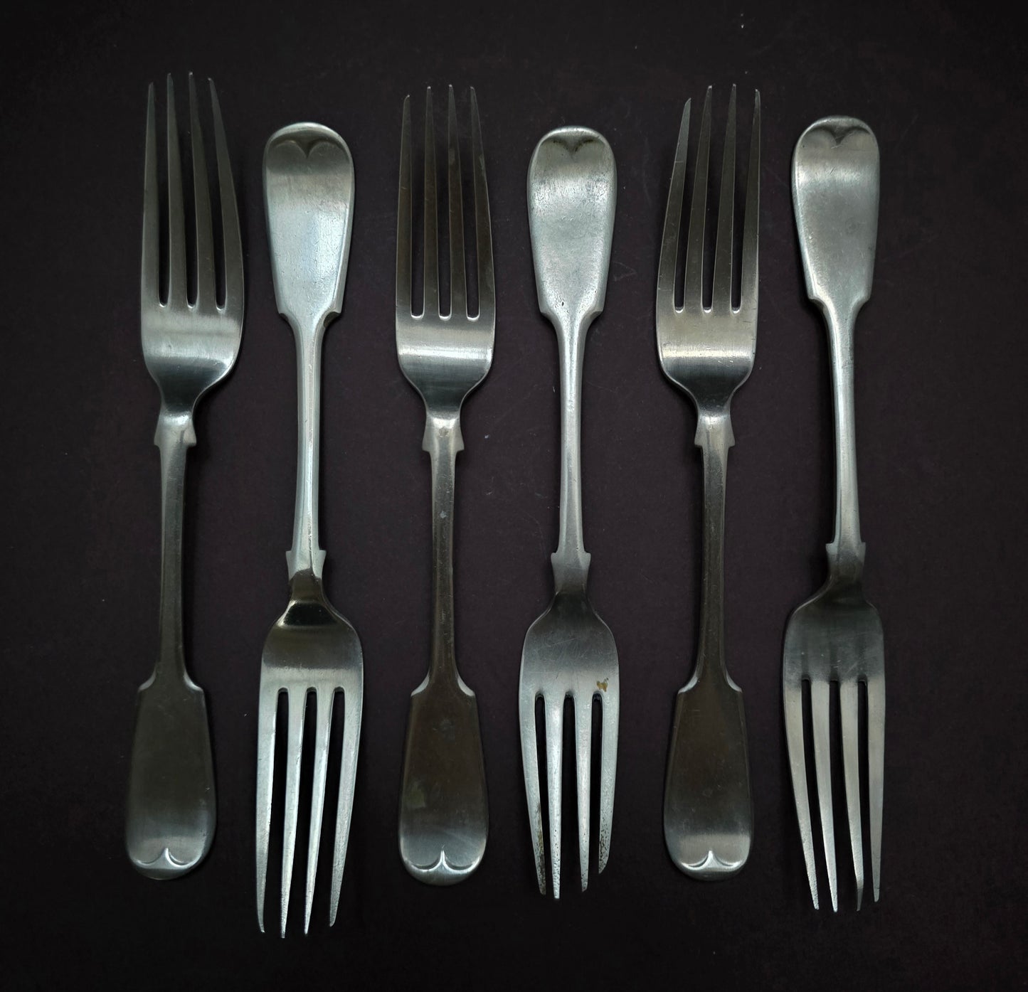 John Gilbert Fiddle Pattern Dinner Forks Set of 6 - England 1860