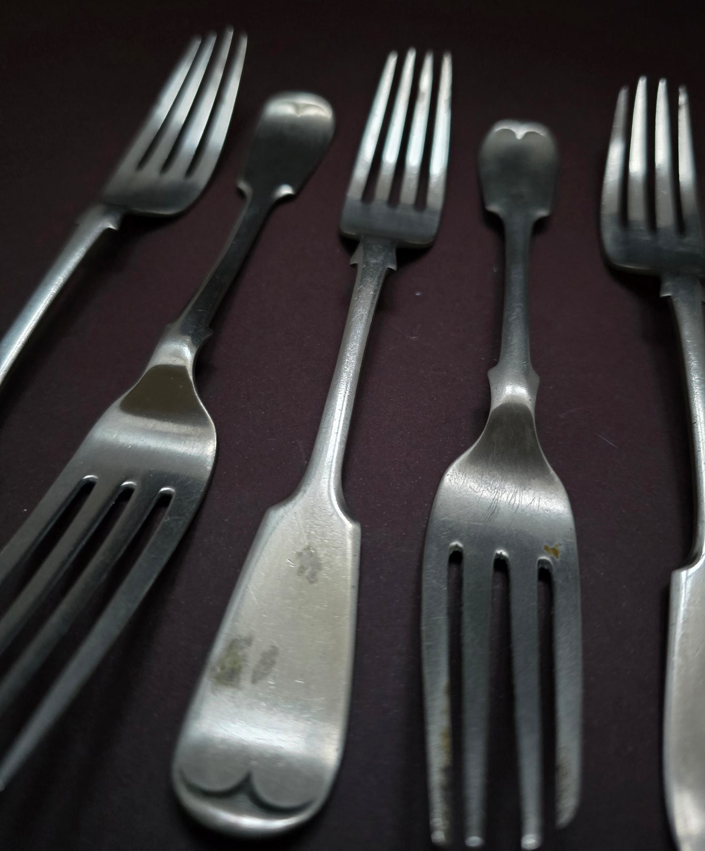 John Gilbert Fiddle Pattern Dinner Forks Set of 6 - England 1860