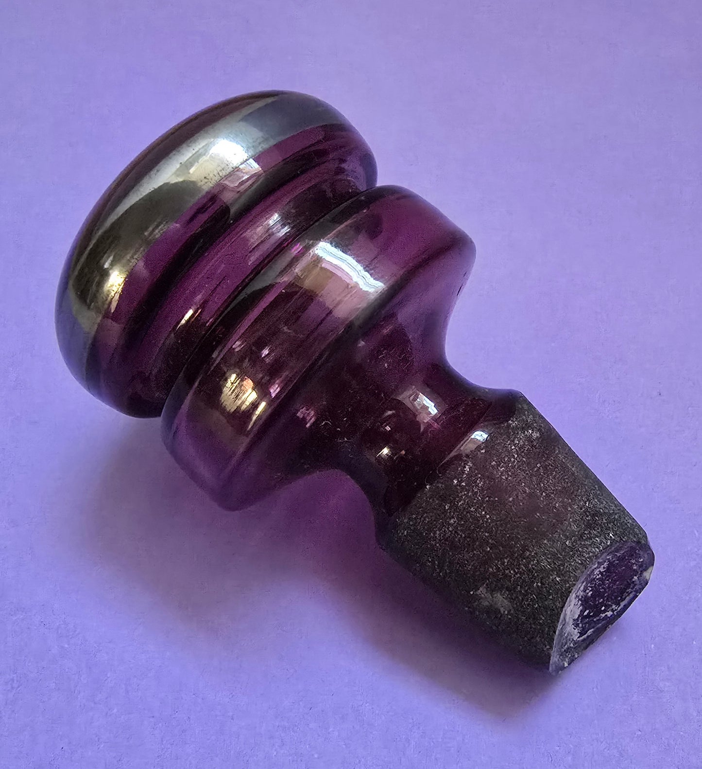 1950s Italian Amethyst Crystal Decanter with Silver Overlay - Broken Beauty