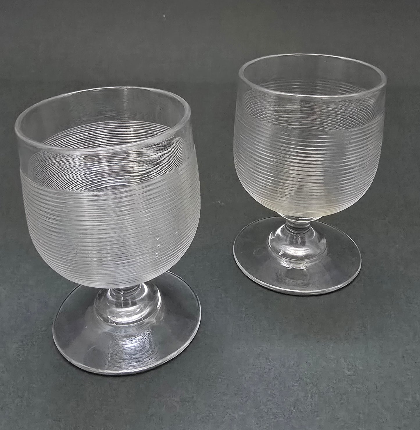 1900s Frisian Thread Glass Goblets - Set of 2