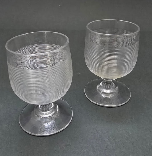 1900s Frisian Thread Glass Goblets - Set of 2