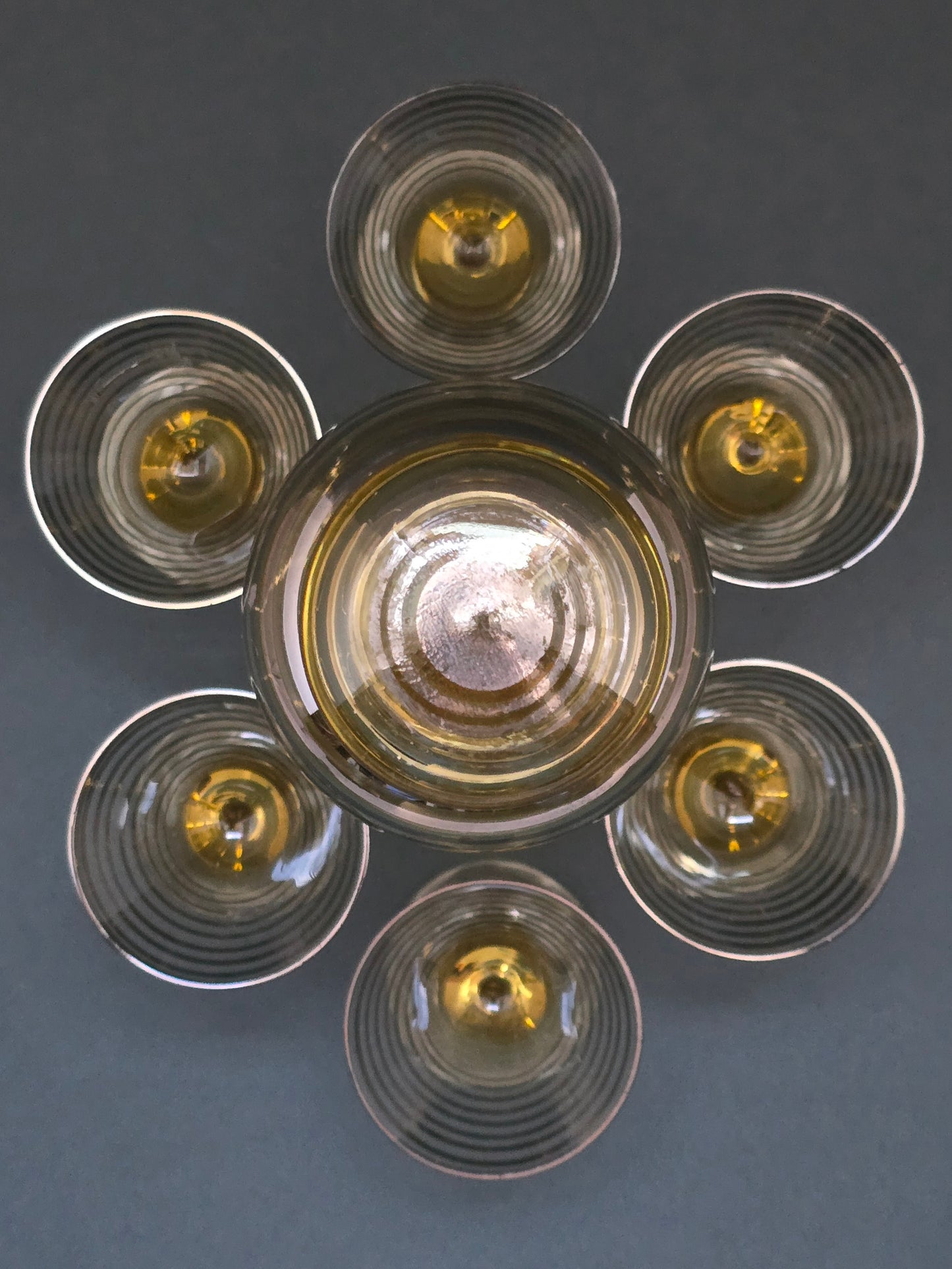 1930s Art Deco Bohemian Crystal Cocktail Set with Yellow Accents
