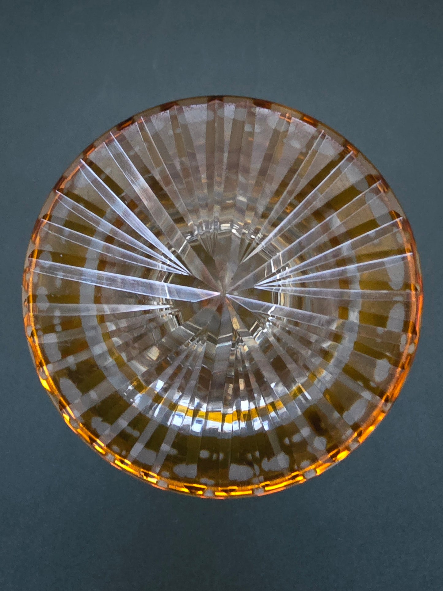 Bohemian Crystal Vase - 1890 Amber Flash Etched Grape Design