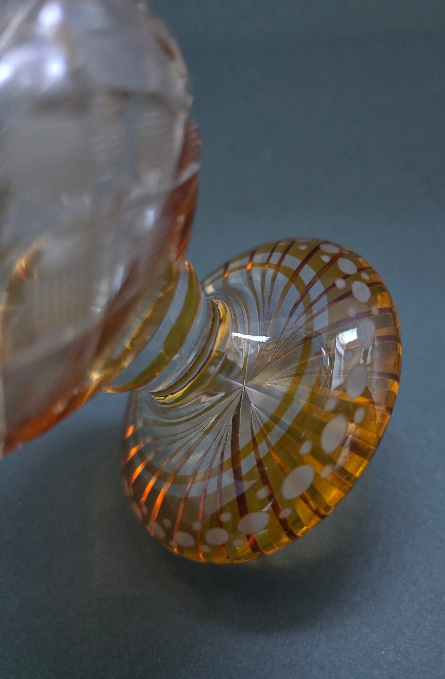 Bohemian Crystal Vase - 1890 Amber Flash Etched Grape Design
