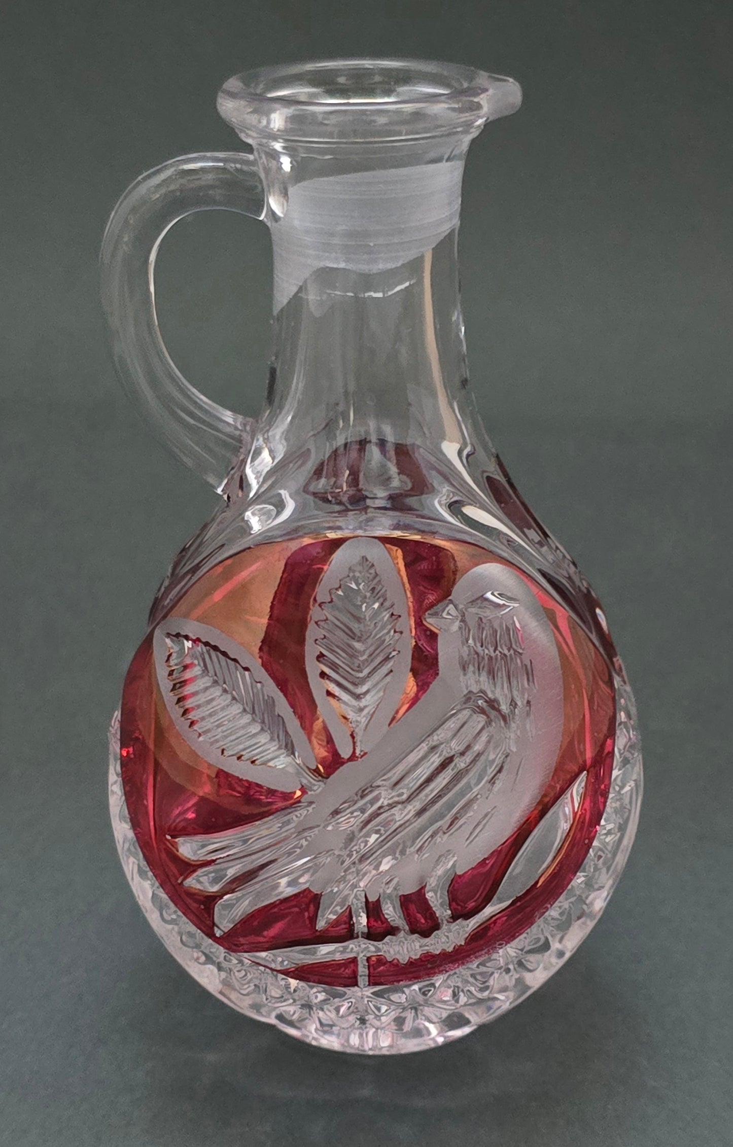 Hofbauer Byrdes Collection Crystal Decanter - 1960s German Ruby Flash Bird (No Stopper)