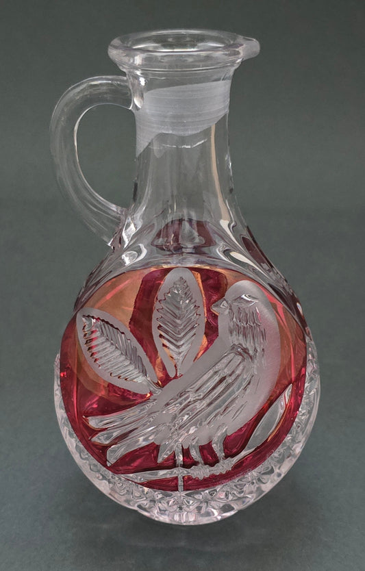 Hofbauer Byrdes Collection Crystal Decanter - 1960s German Ruby Flash Bird (No Stopper)