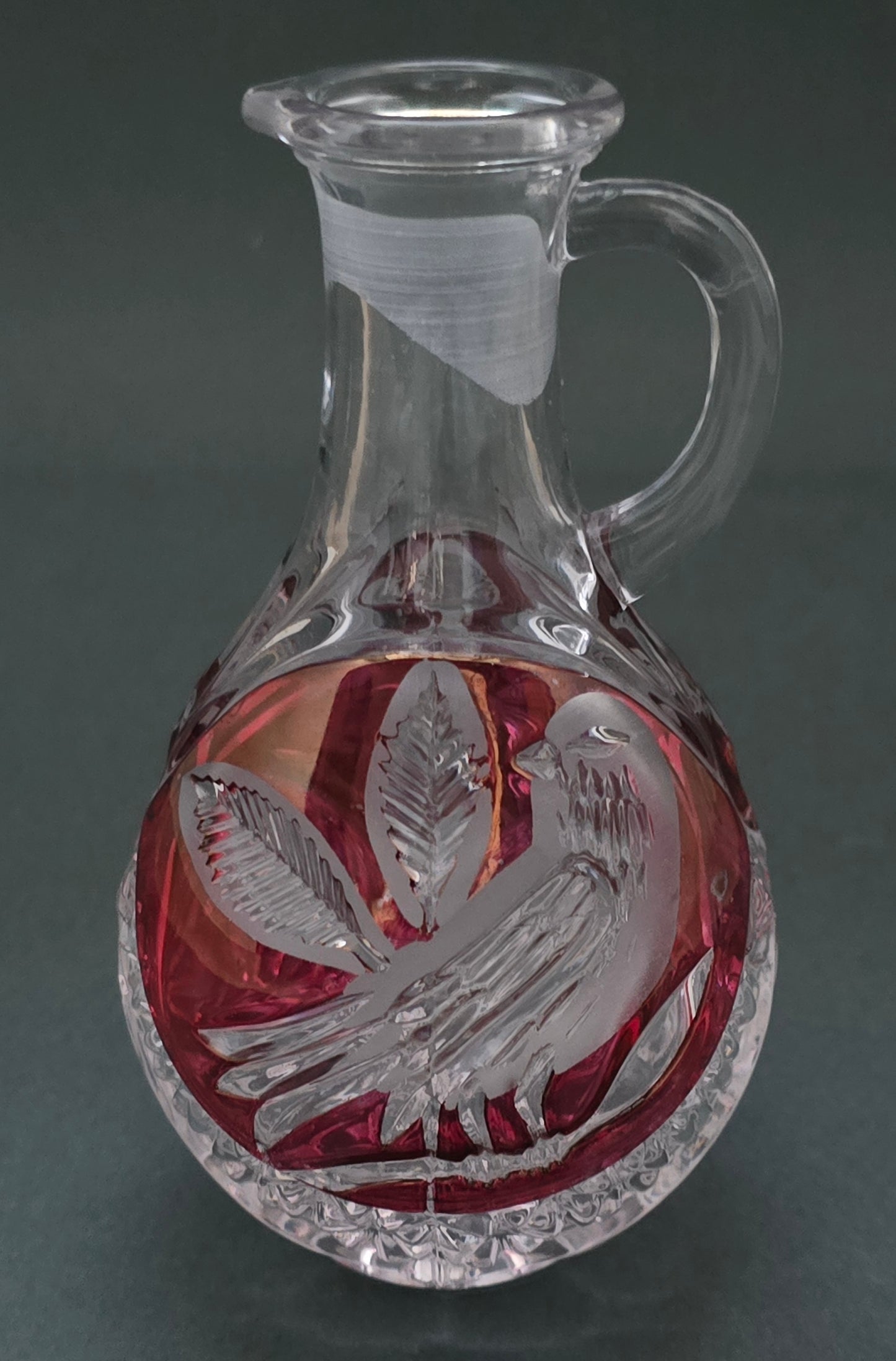 Hofbauer Byrdes Collection Crystal Decanter - 1960s German Ruby Flash Bird (No Stopper)