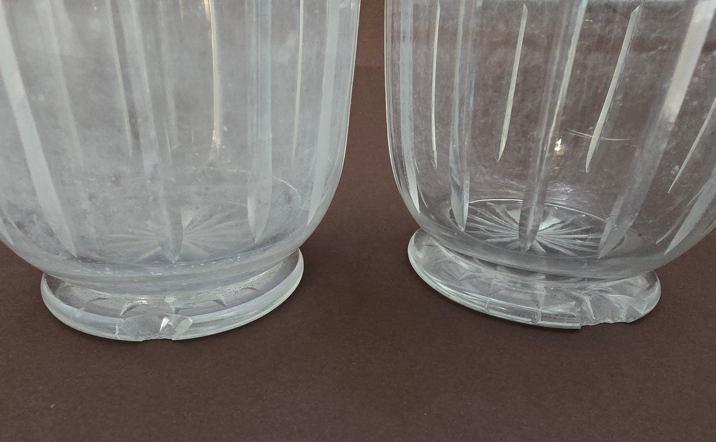 Victorian Cut Glass Decanters - Pair of Late 1800s Crystal
