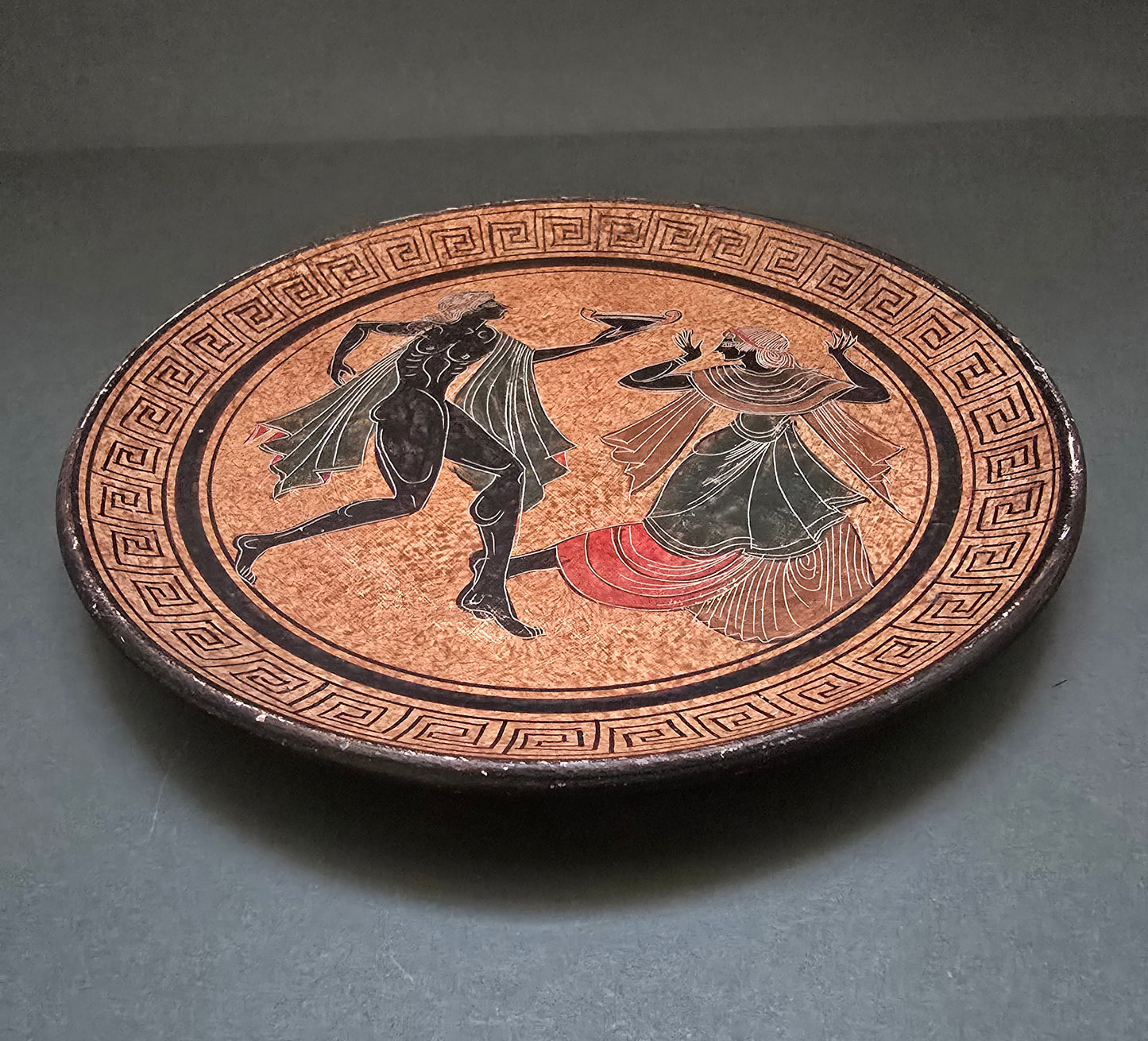 Greek Terracotta Plate - 1950s Reproduction of Ancient Greek Pottery