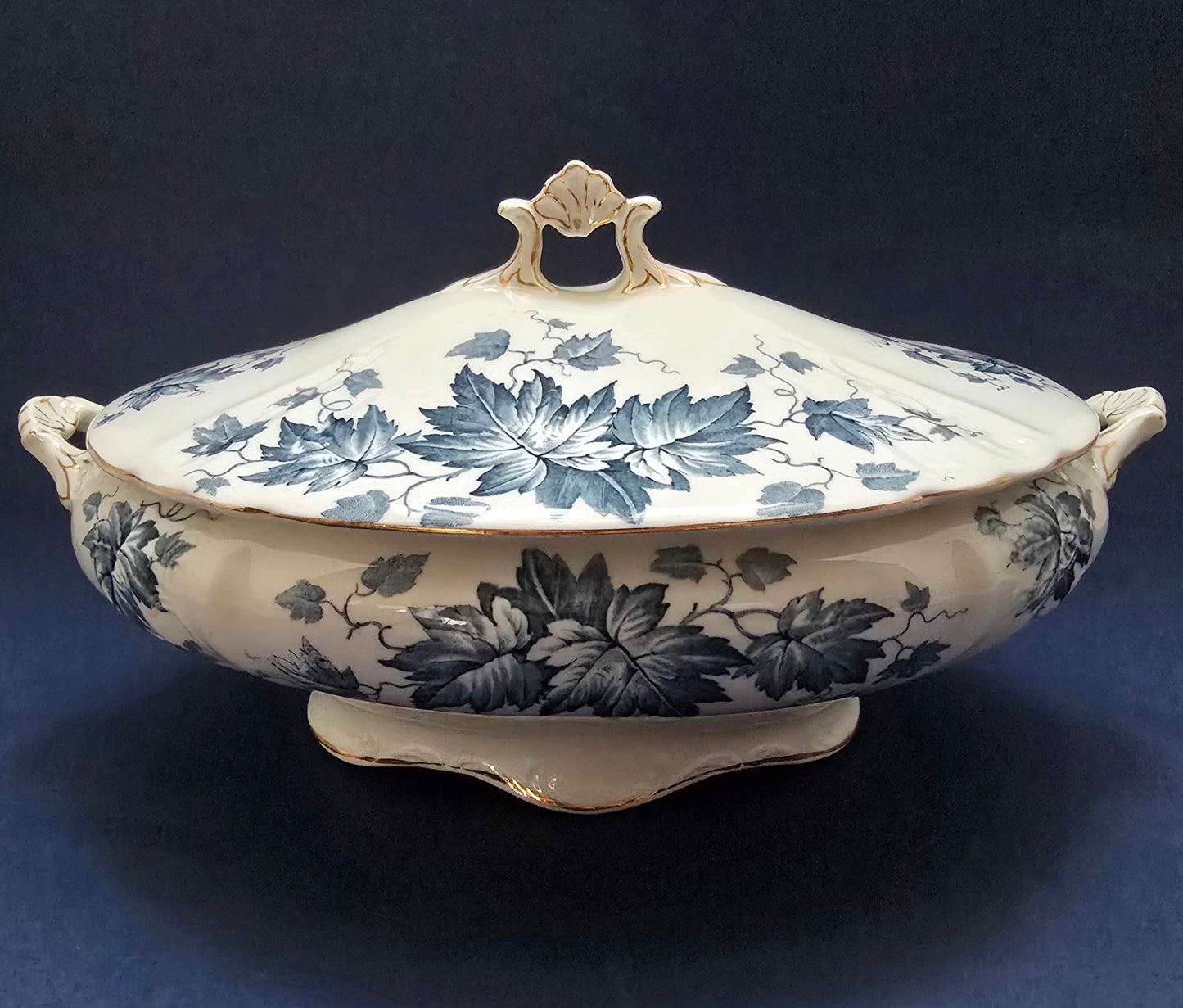 Victorian Terrine with Lid - William Hume 1894 Maple Leaf Pattern
