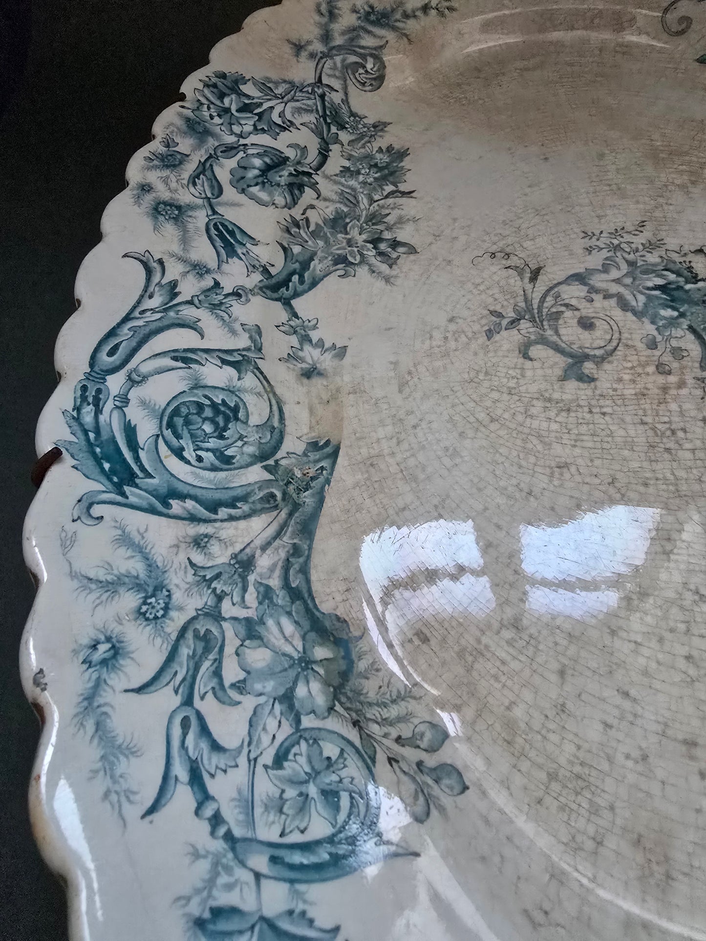Antique W.E. Corn Royal Pattern Large Serving Platter - 1870s-1890s Longport