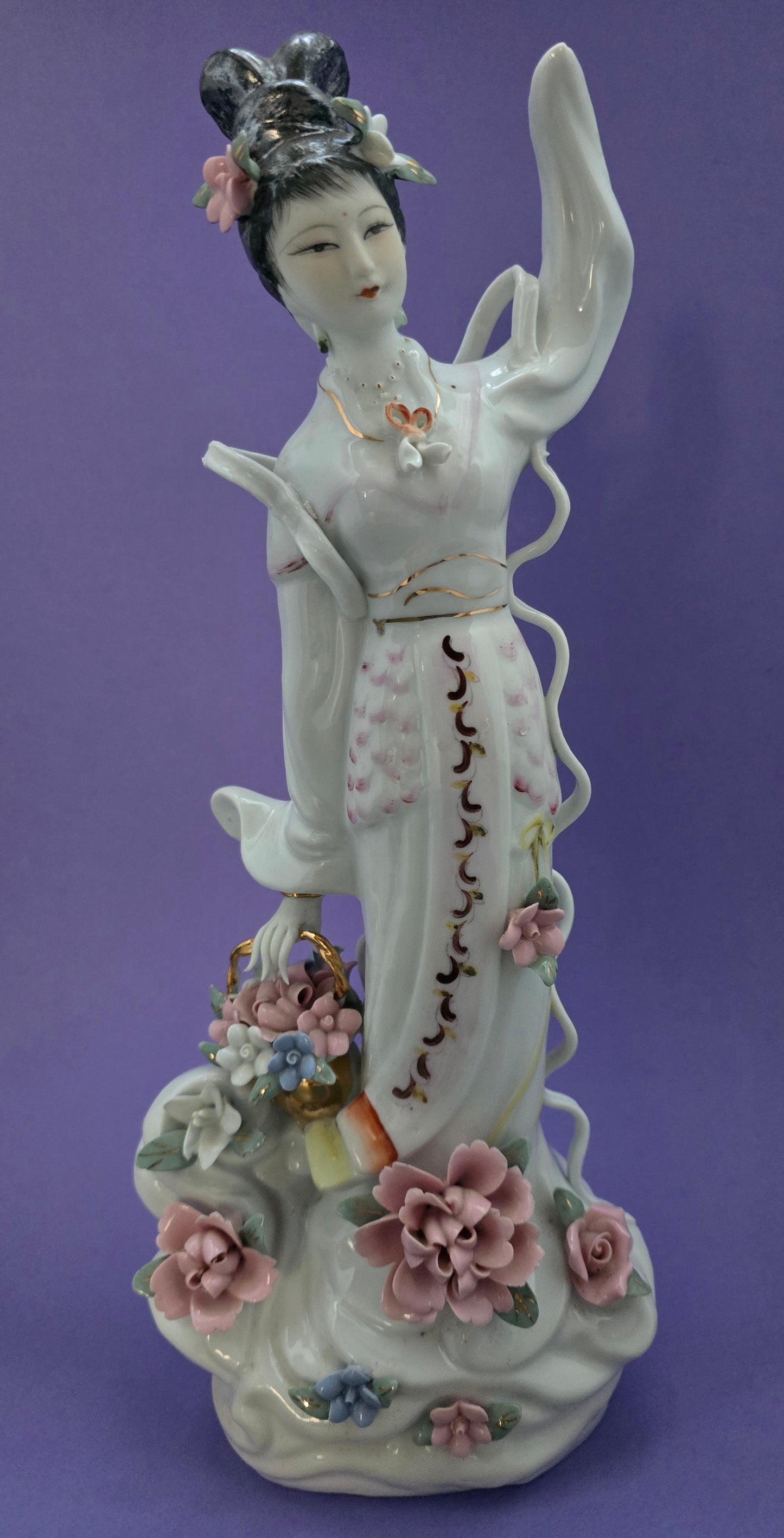 Blanc de Chine Chinese Goddess Figurine with Phoenix Crown - 1960s