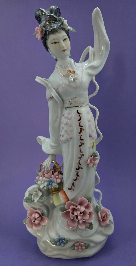 Blanc de Chine Chinese Goddess Figurine with Phoenix Crown - 1960s