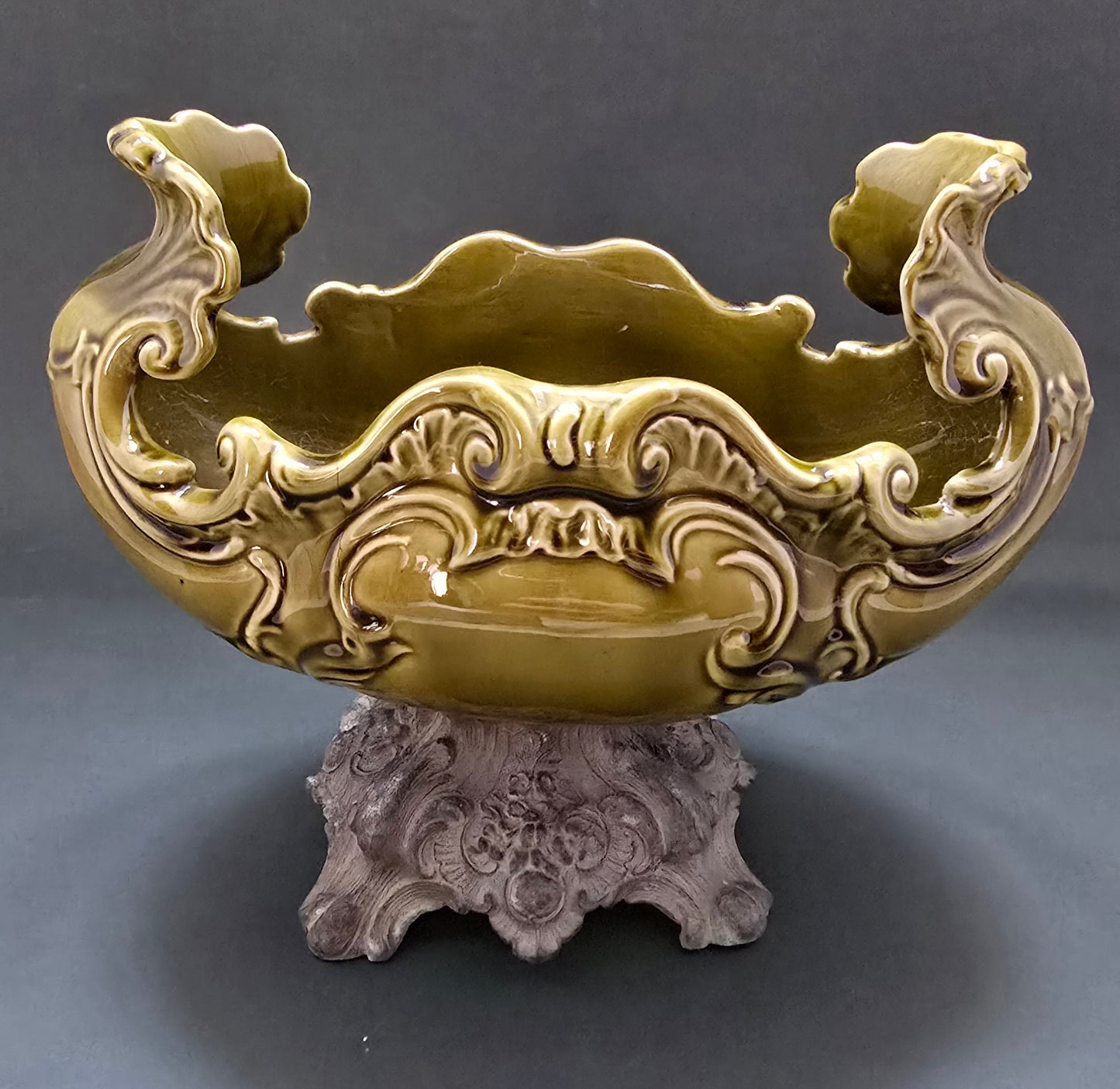Rare Austrian Art Nouveau Porcelain Jardinière with Zamak Base - 1890