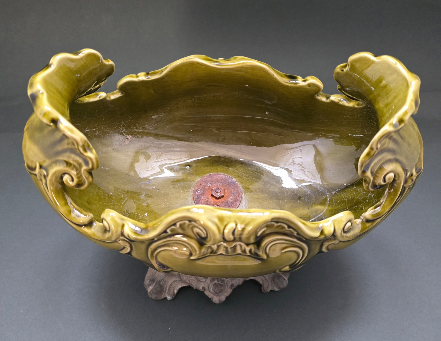 Rare Austrian Art Nouveau Porcelain Jardinière with Zamak Base - 1890