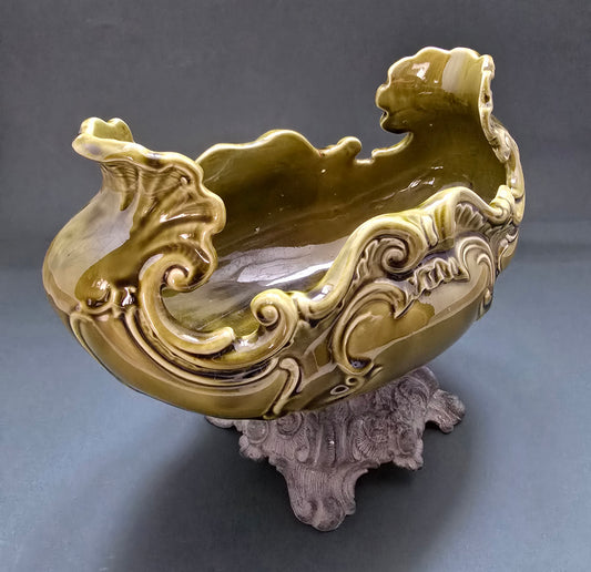 Rare Austrian Art Nouveau Porcelain Jardinière with Zamak Base - 1890