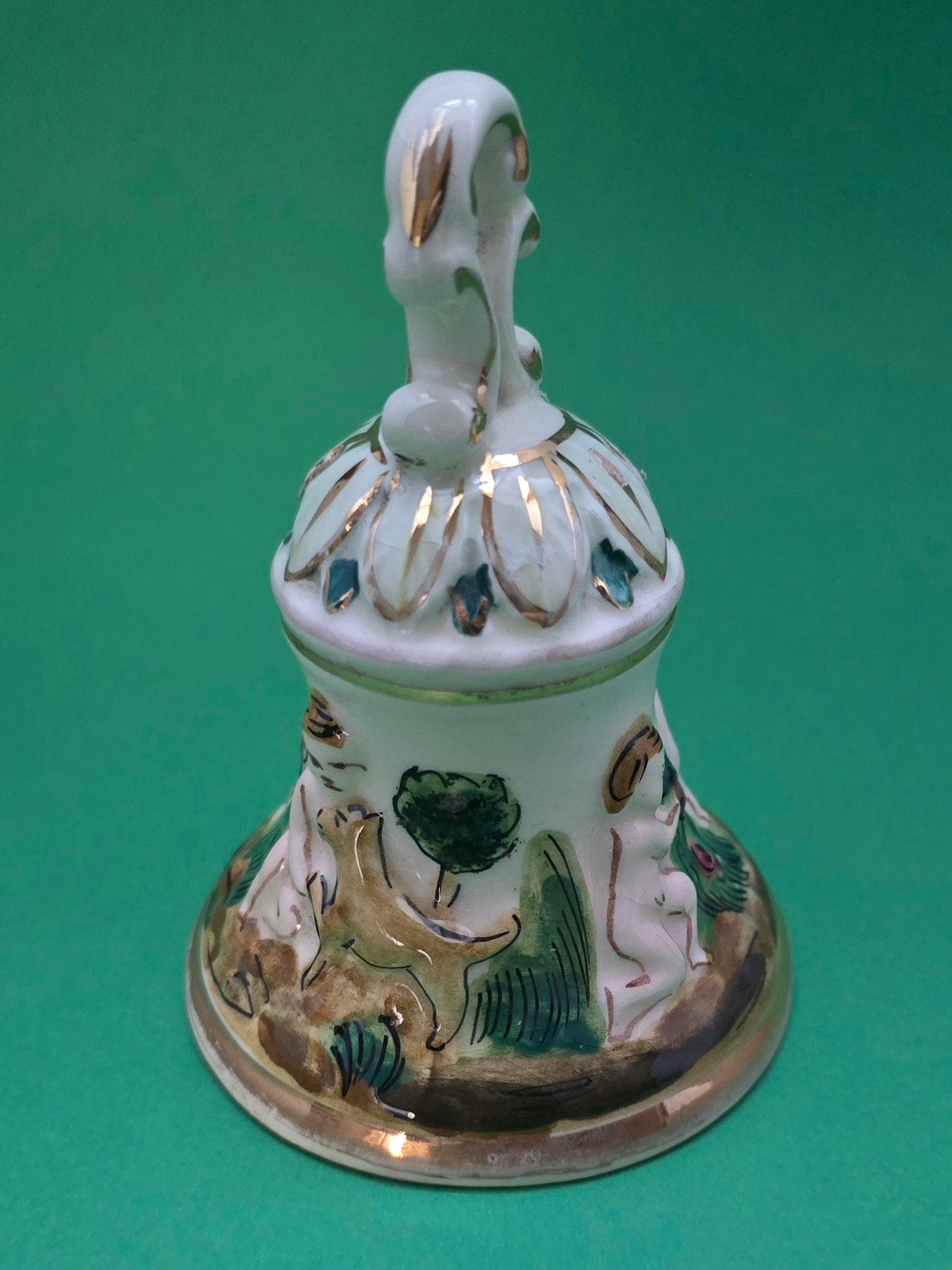 Capodimonte Hand-Painted Porcelain Bell with Pierced Crown - 1950s