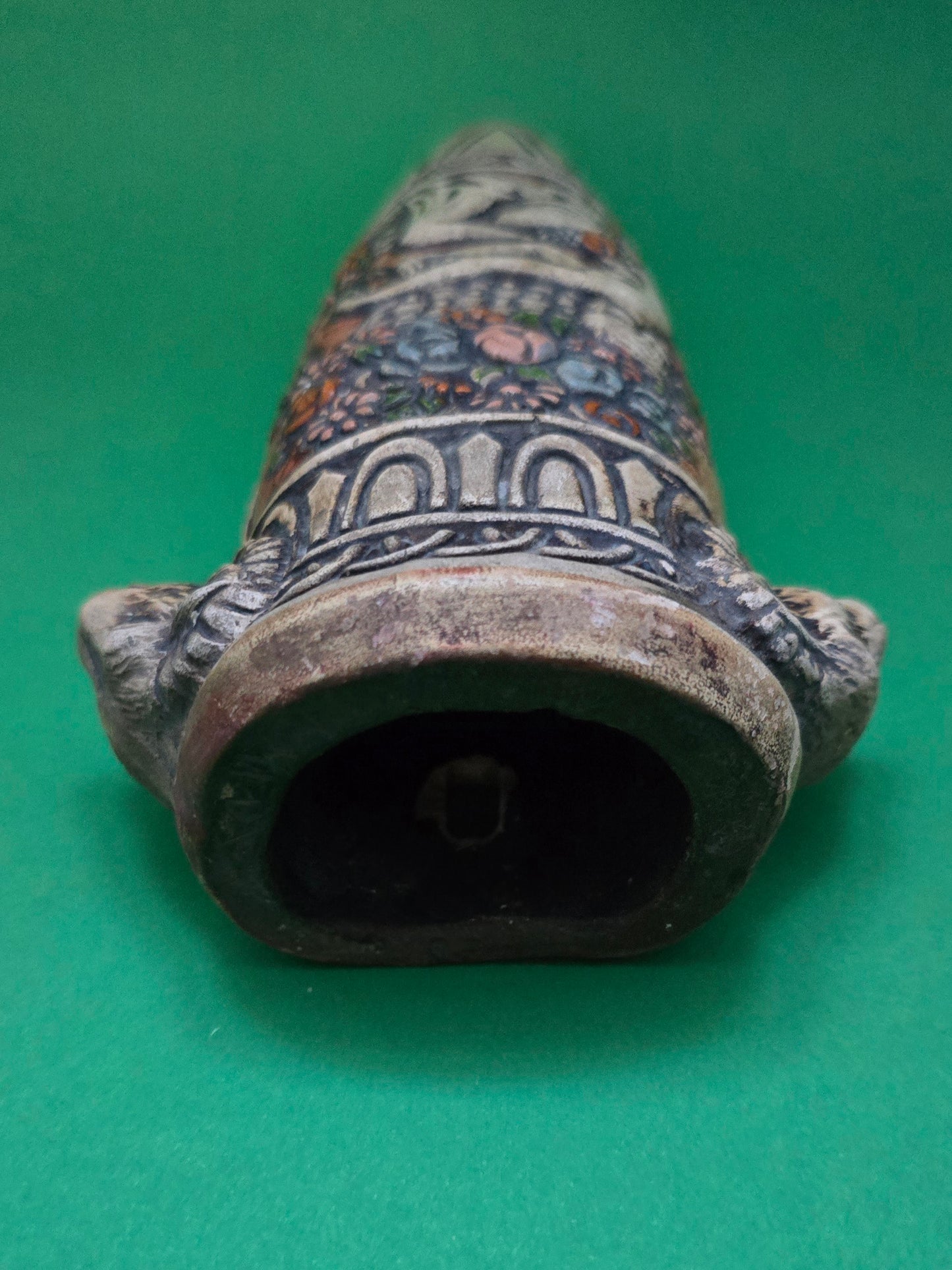 Portuguese Hand-Painted Terracotta Wall Vase - 1920s Vintage