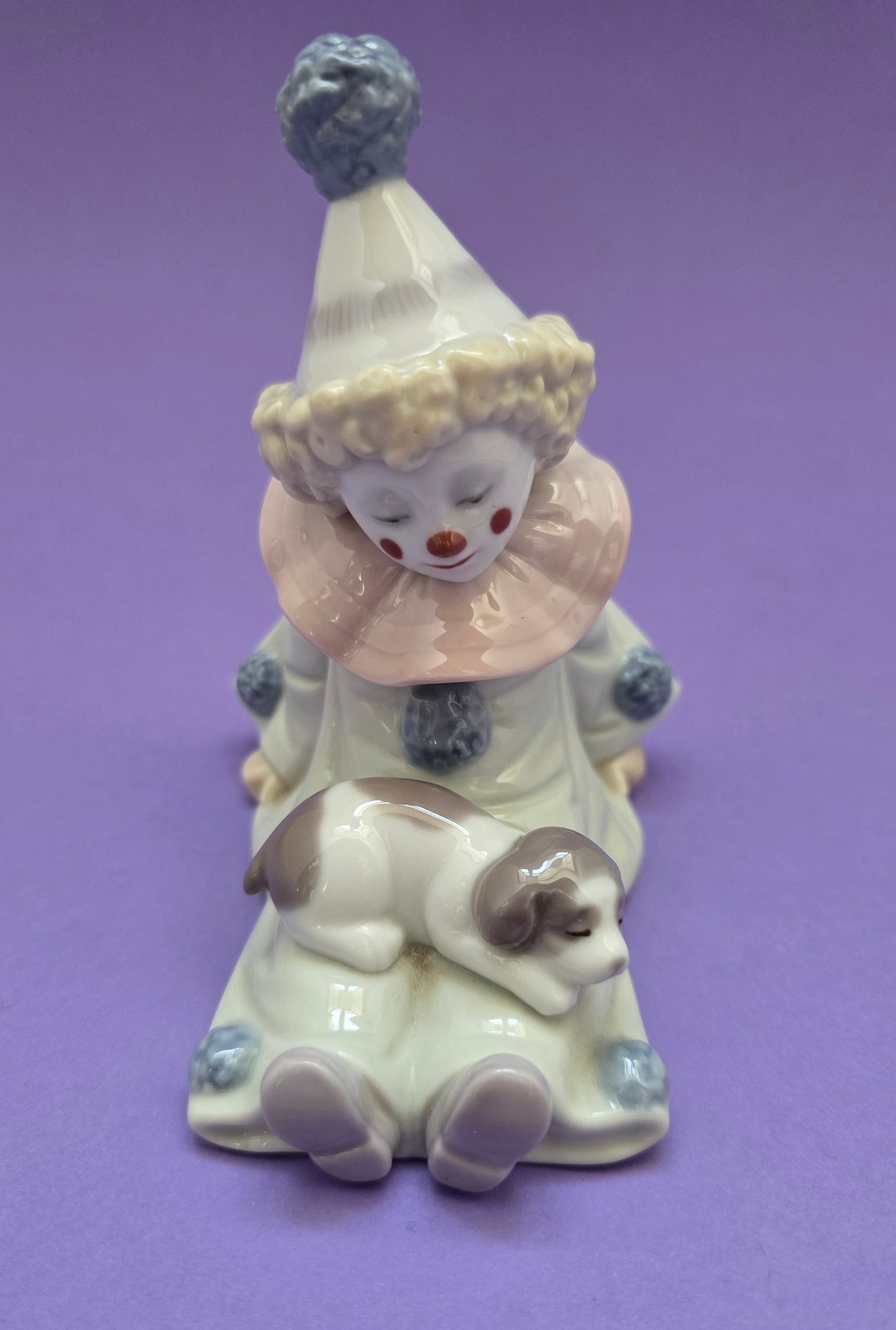 Lladró Clown with Puppy Figurine - Spain 1980s