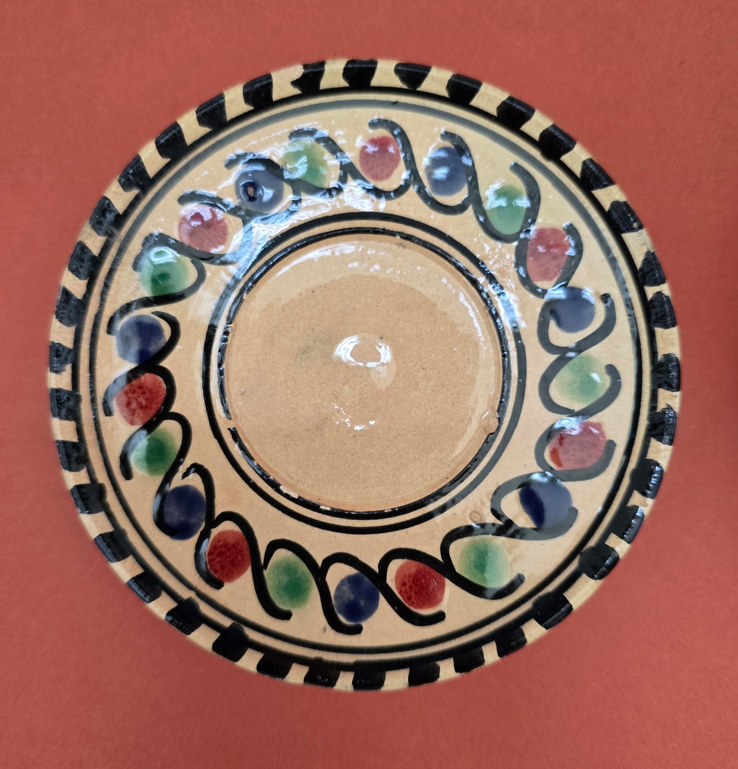 Italian Hand-Painted Cup & Saucer Set - Colorful Swirls 1950s
