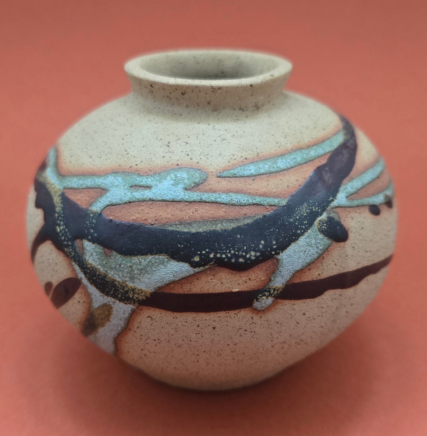 1960s Bristow Pottery Malta Vase - Hand-Painted Swirl Design