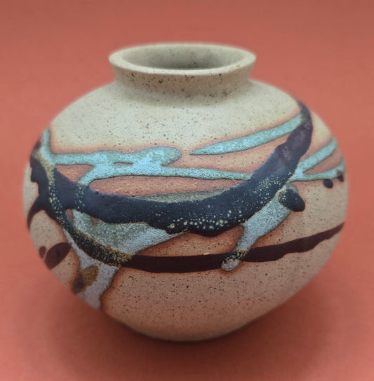 1960s Bristow Pottery Malta Vase - Hand-Painted Swirl Design