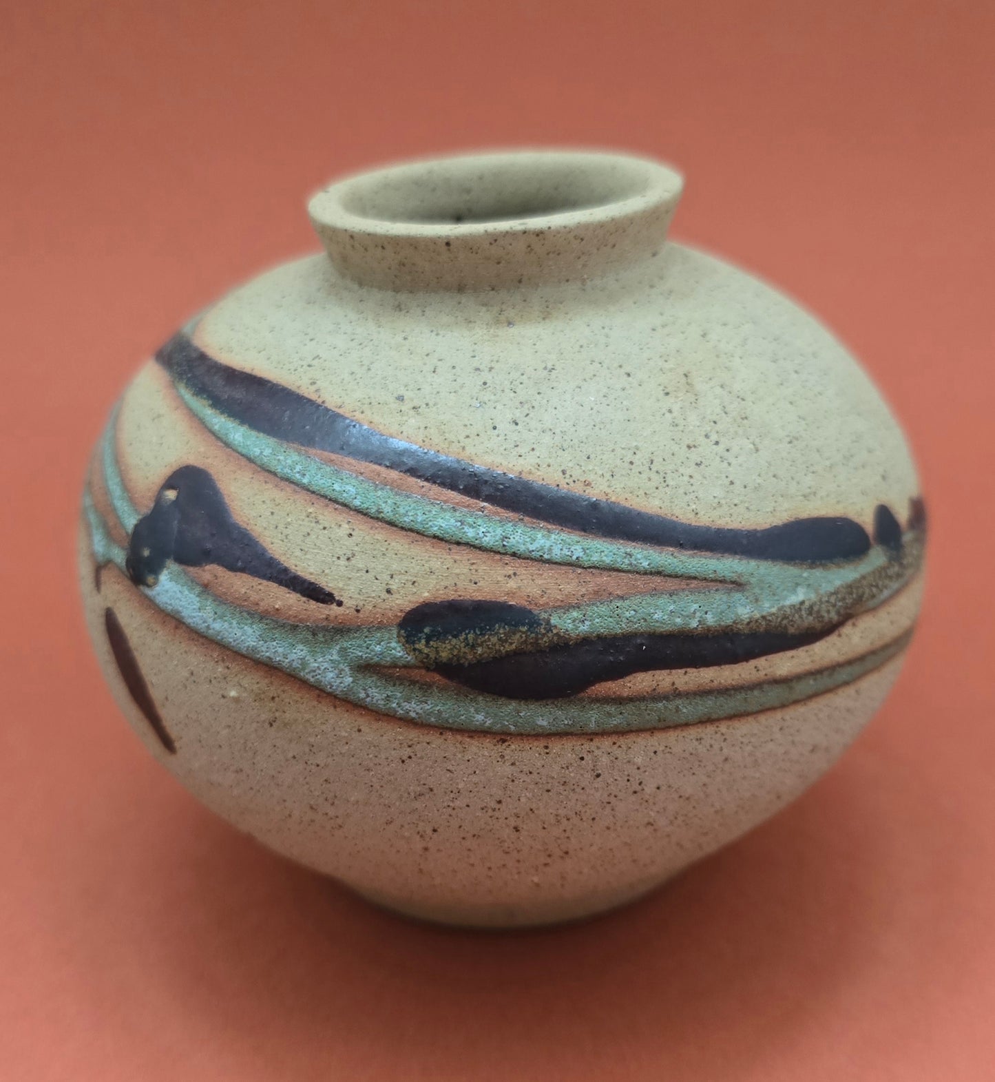 1960s Bristow Pottery Malta Vase - Hand-Painted Swirl Design