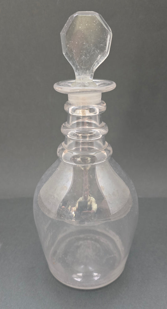 1780 Georgian Glass Decanter with Original Stopper - Triple Ring Neck