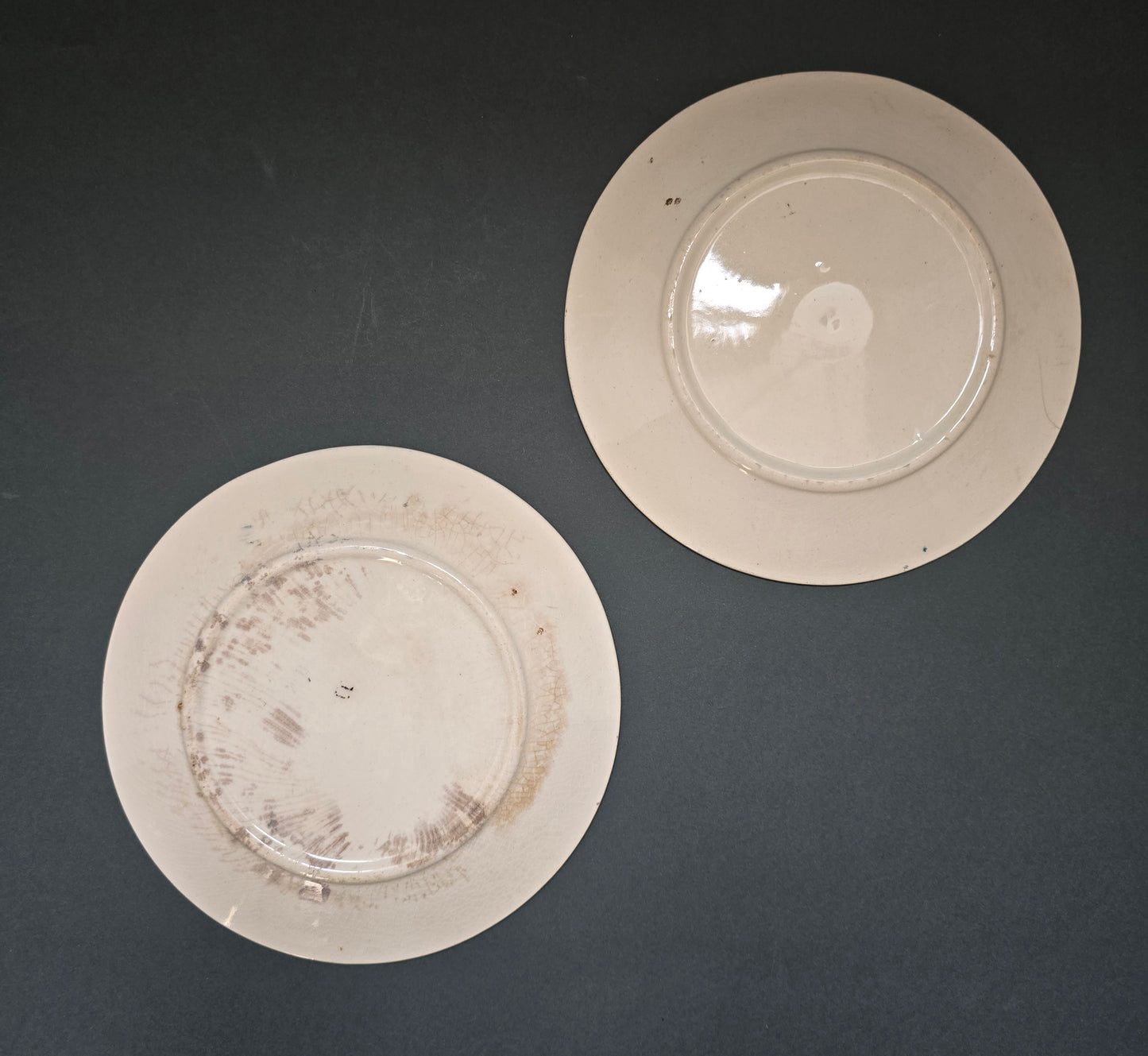 Early 19th Century Canton Chinoiserie Wall Plates - Pair with Gold Trim