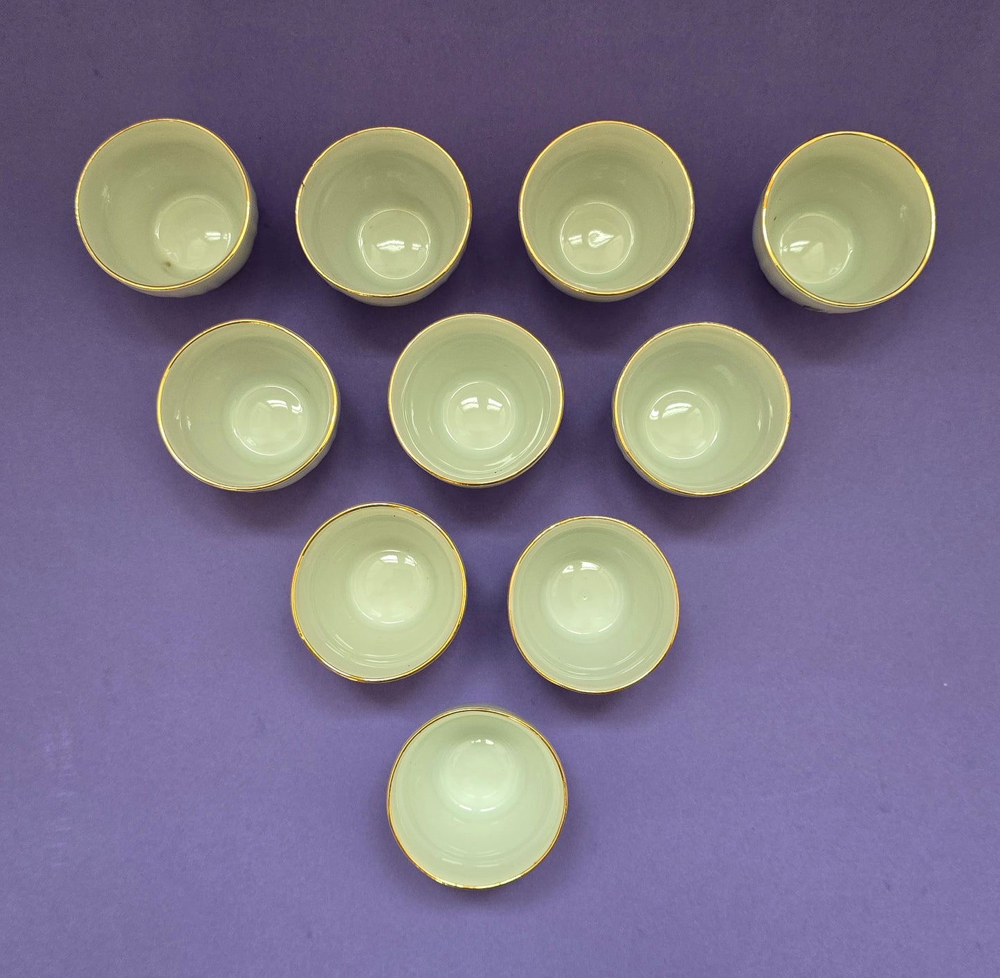 1950s Czechoslovakia Miniature Rose Cups - MZ Porcelain with Gold Trim