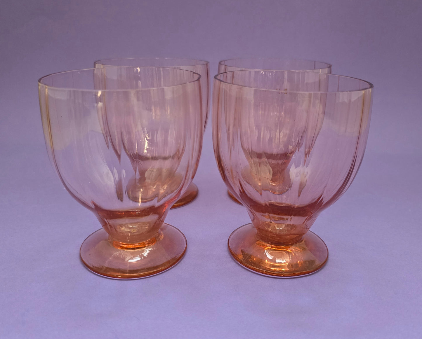 1880s Victorian Pink Crystal Tumblers - Set of 4 English Glass