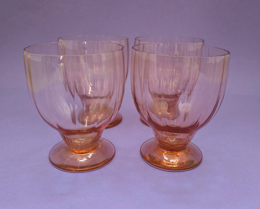 1880s Victorian Pink Crystal Tumblers - Set of 4 English Glass