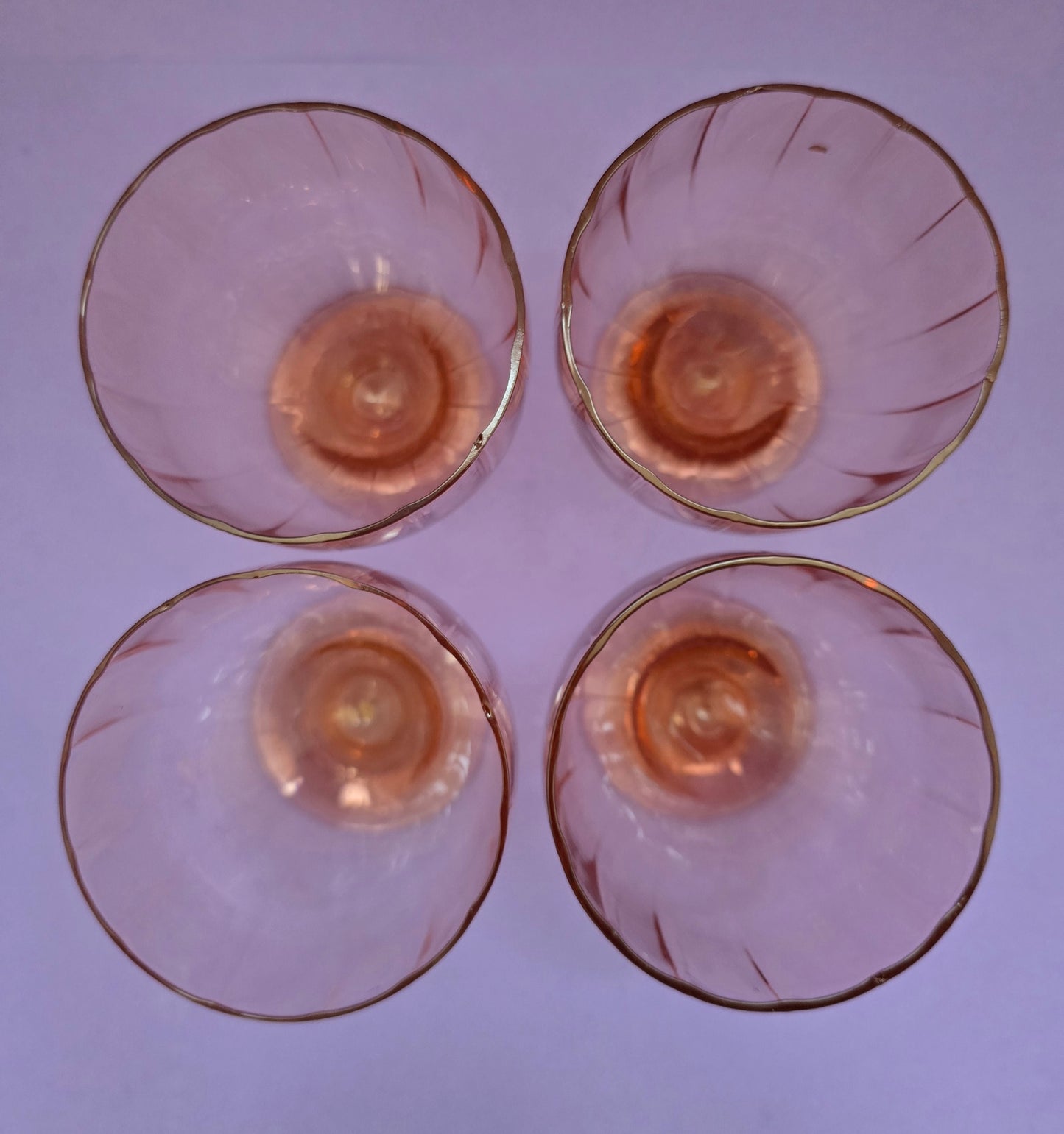 1880s Victorian Pink Crystal Tumblers - Set of 4 English Glass