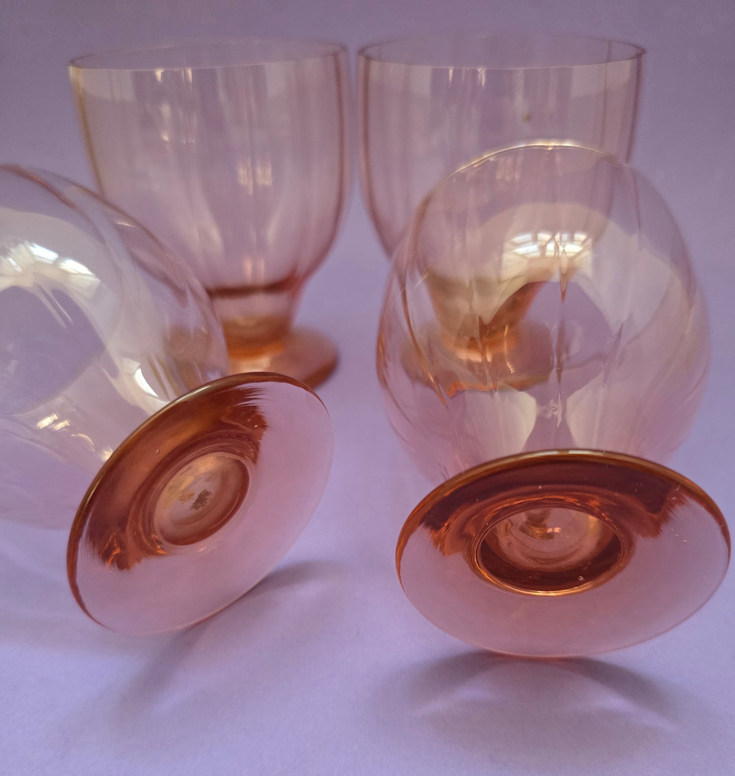 1880s Victorian Pink Crystal Tumblers - Set of 4 English Glass