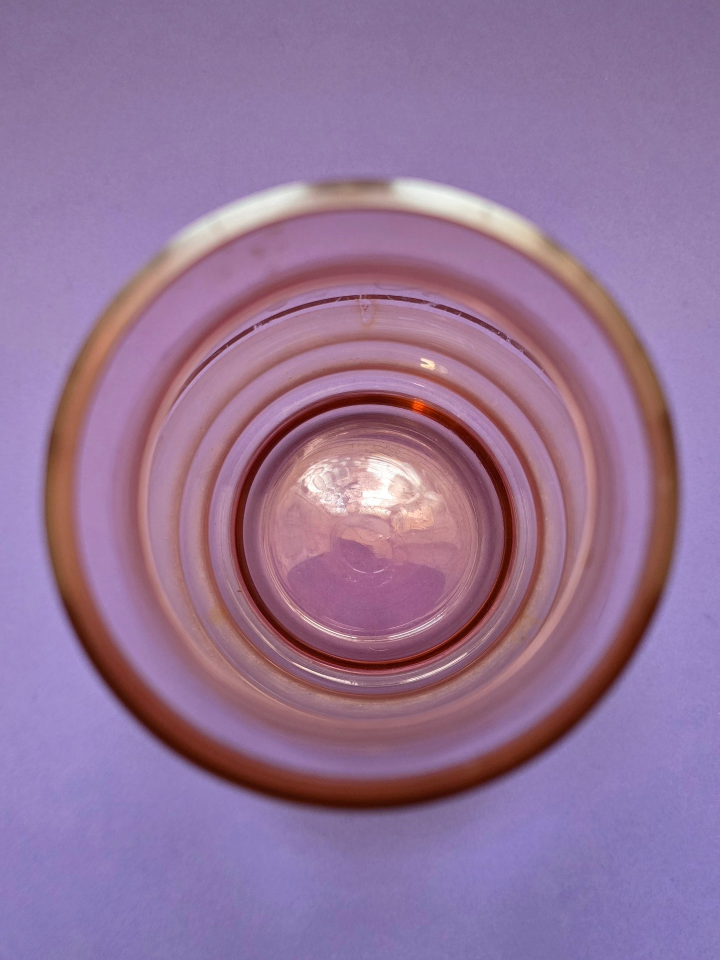 1920s Bohemian Pink Glass Vase - Art Deco Etched Floral with Gold Bands