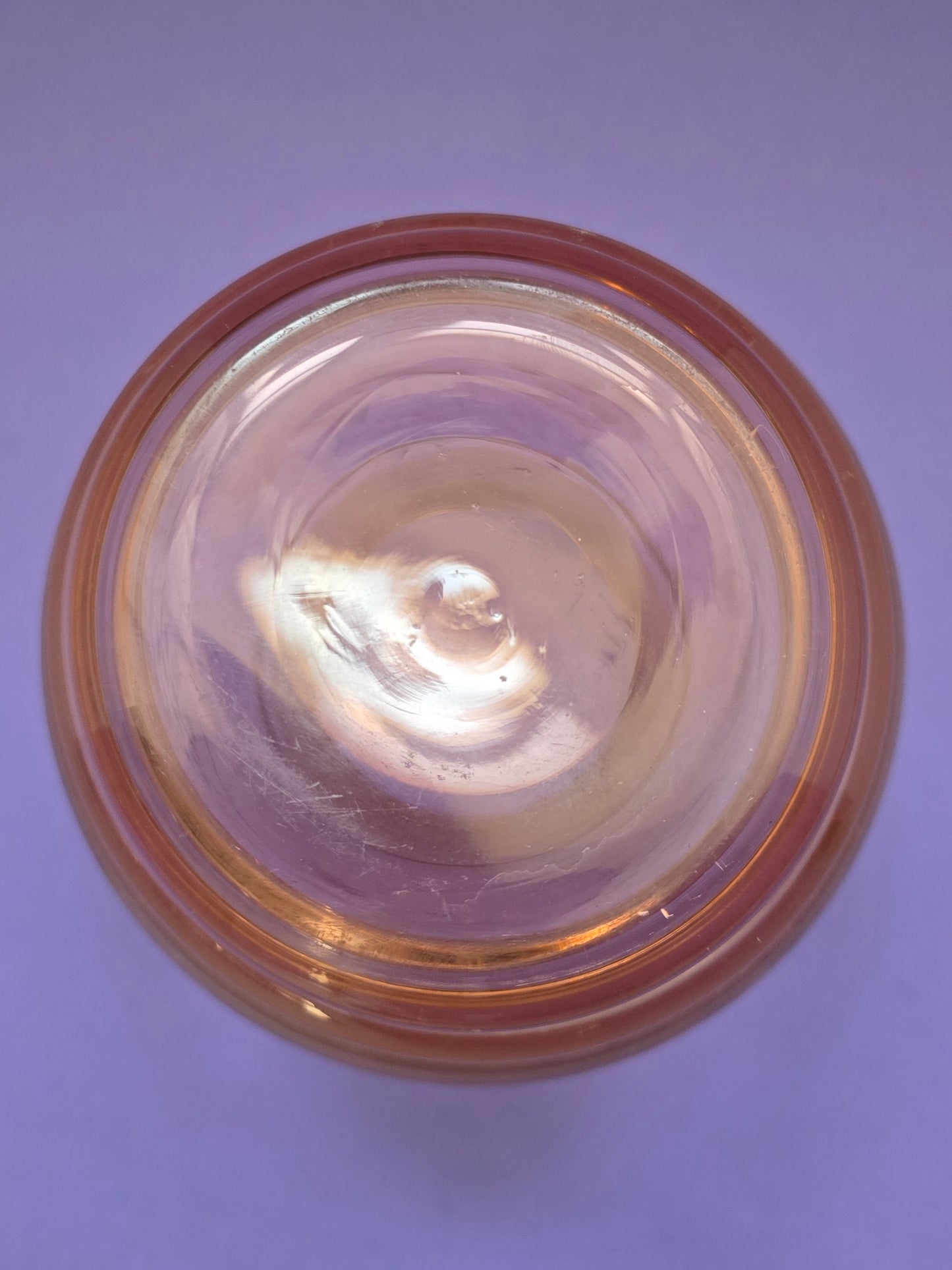 1920s Bohemian Pink Glass Vase - Art Deco Etched Floral with Gold Bands
