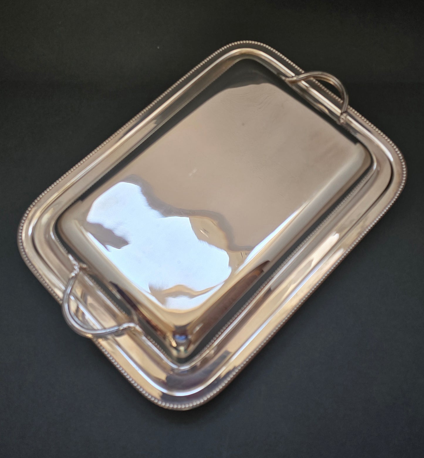 SOLD! English EPNS Silver-Plated Covered Serving Tray - Two-Piece with Lid