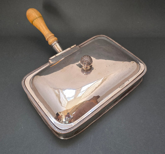 Victorian Silver Plated Welsh Rarebit Server with Ivorine Handle (1890)