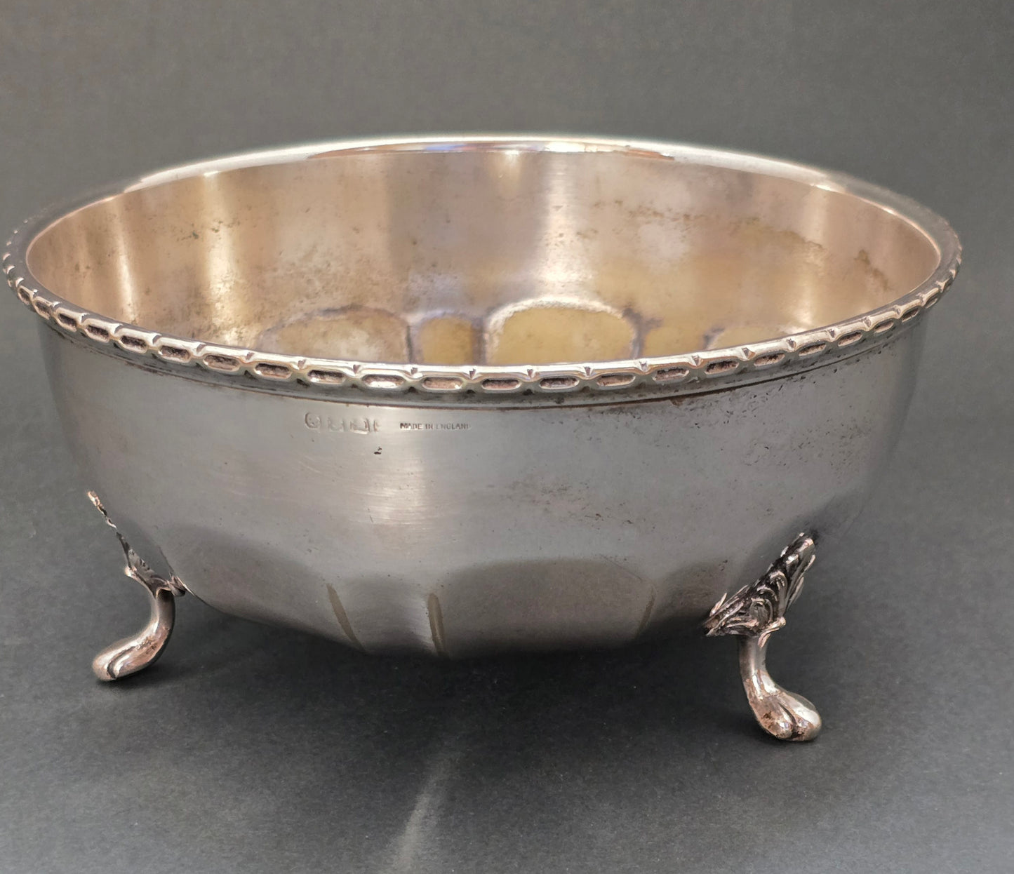 Glen Silver Plated Footed Bowl with Decorative Rim - Made in England (1910)
