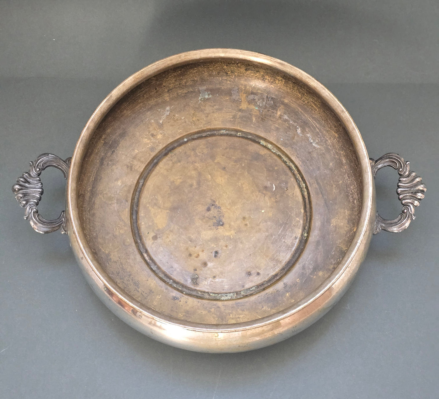 Large Art Deco Silver Plated Bain Marie Serving Dish with Ornate Handles (1930s)