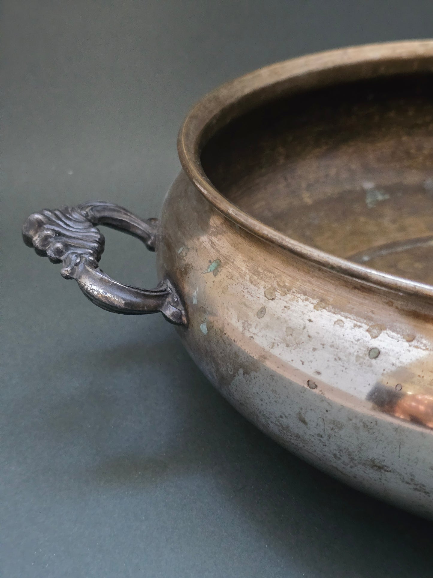 Large Art Deco Silver Plated Bain Marie Serving Dish with Ornate Handles (1930s)