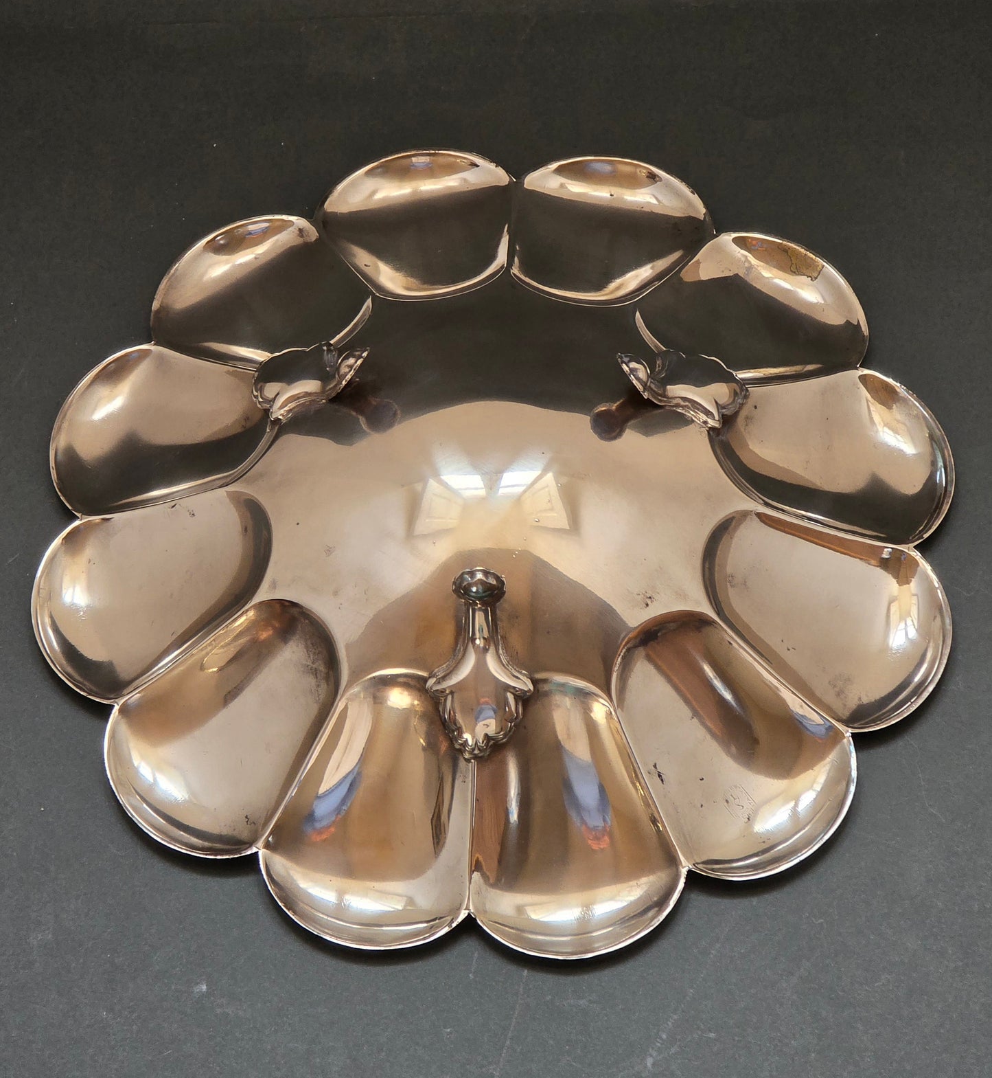 IBIS Italy Silver Plated Petal Bowl on Feet - Mid-Century Italian Design (1950s)