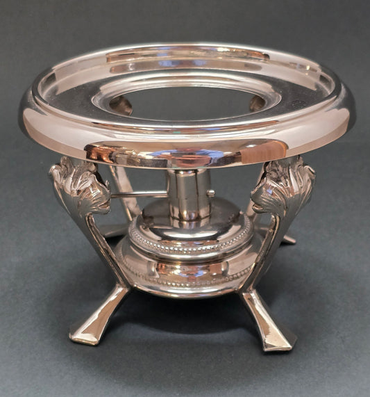 Victorian Silver Plated Teapot Warmer with Lion Paw Feet and Spirit Burner (circa 1880)